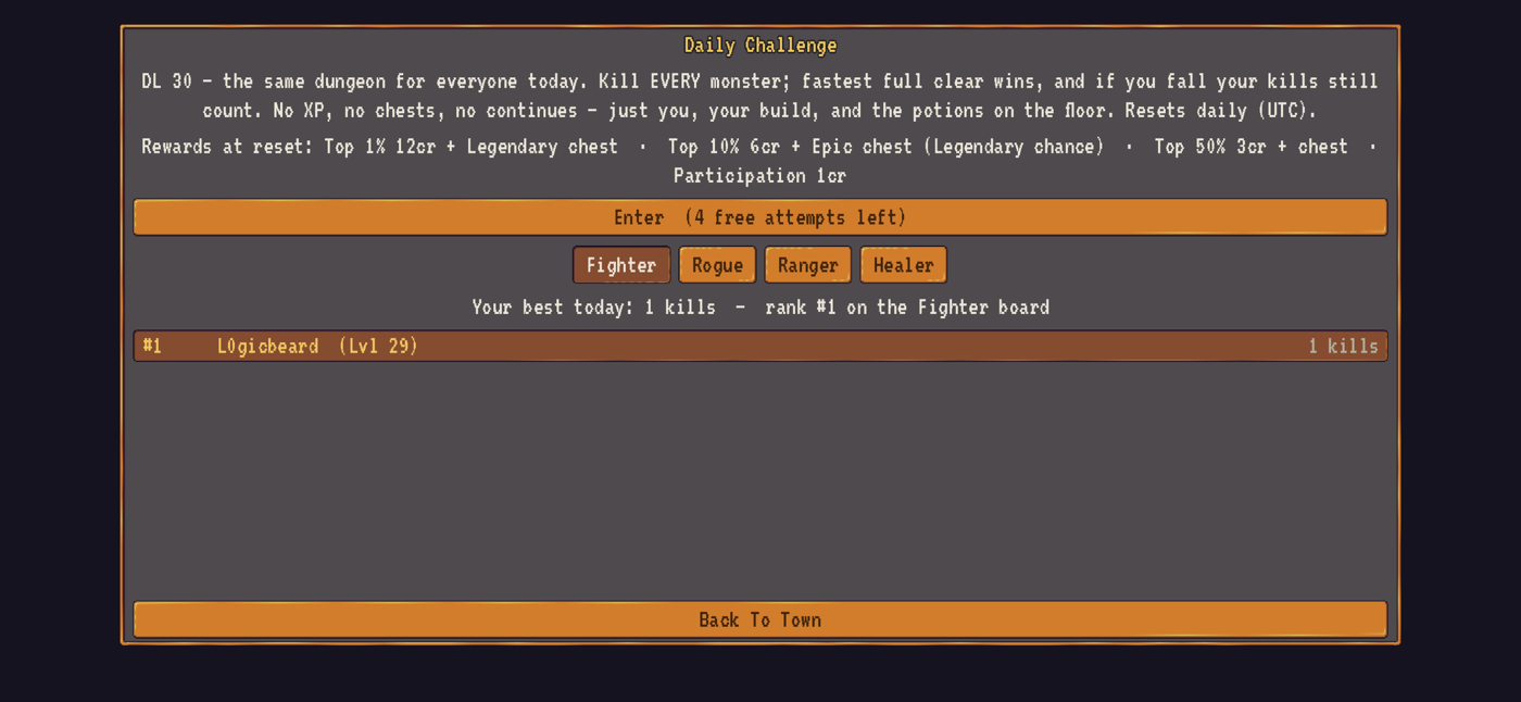 GloomDeep daily quests and login rewards screen listing objectives and credit payouts.